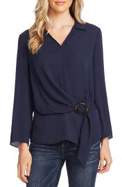 Vince Camuto Rumple V-Neck Belted Blouse   Nordstrom at Nordstrom